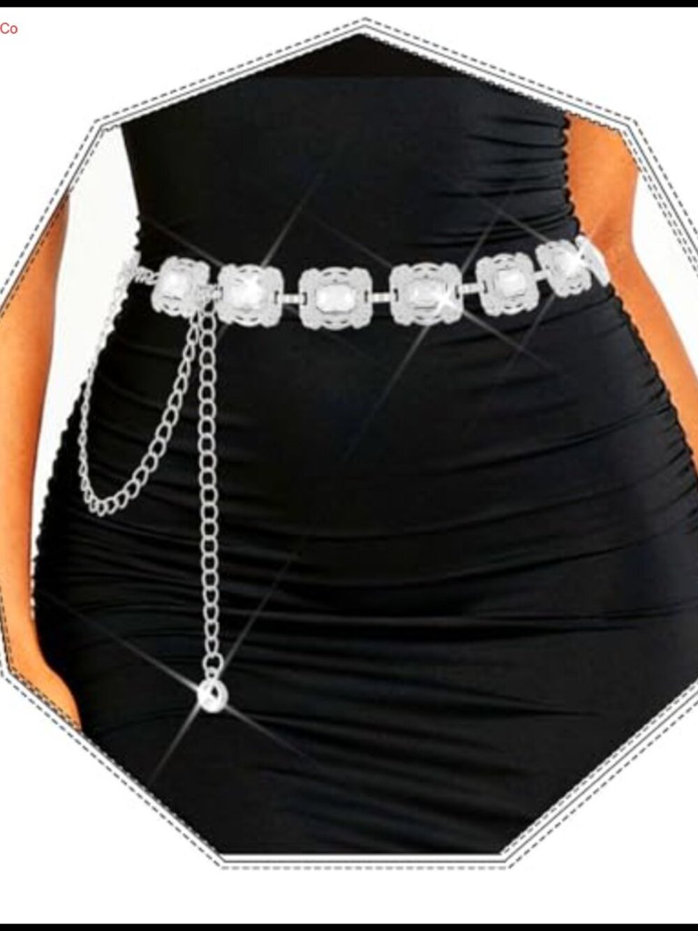 Rhinestone Chain Belt Adjustable Sparkly Dress Waist Chain for Women